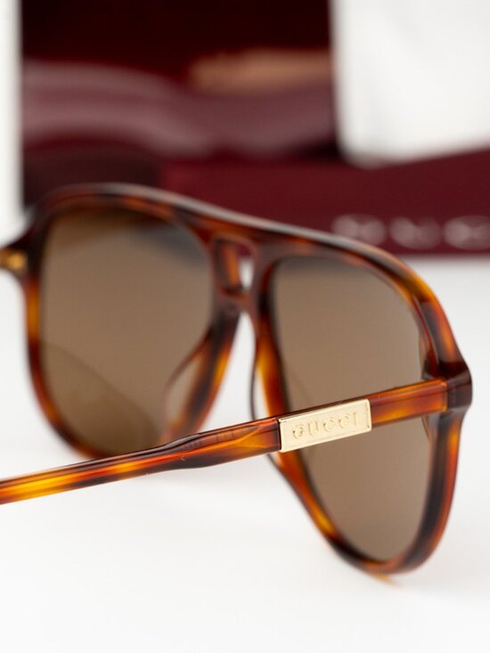 Gucci Women Sunglasses Havana Brown Pilot GG1156S 003 NEW AUTHENTIC main image 4